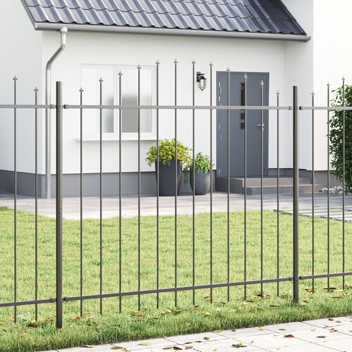 VidaXL Panel Ograde s O&amp;scaron;trim Lukom Set od 5 Siva Čelik prekriven prahom Slike