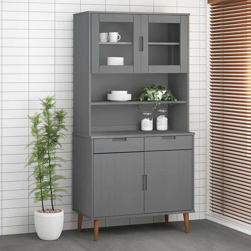  Gornji element za komodu MOLDE sivi 90x35x100 cm od borovine Slike