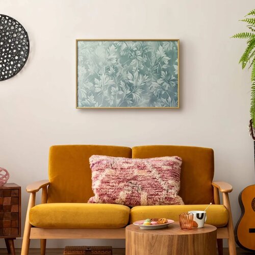  Plakat - Worn Floral Patterns in Muted Turquoises 90x60 Zlatni okvir Slike