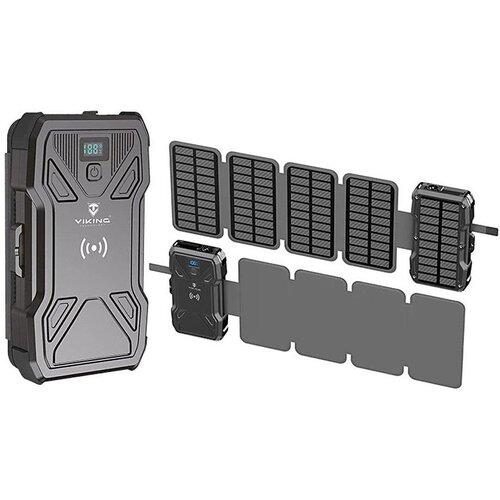  Viking-Power Bank sa LED osvetljenjem, bežičnim punjenjem i solarnim panelom Power Delivery 22W/20000mAh Cene
