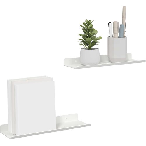  Lebdeća polica Zidne 2 pcs Bijeli 30 x 9 x 2,5 cm Čelik Slike