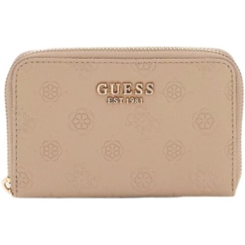 Guess Denarnice Ella Logo Slg Med Zip Around Bež Slike