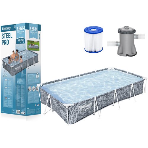 Bestway Bazen sa metalnom konstrukcijom i filter pumpom 366x201x66cm Steel pro Cene