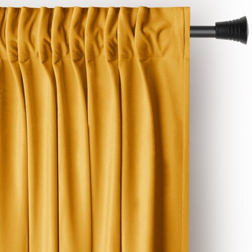 Restilo Žuta zavjesa za djelomično zamračenje od samta 140x270 cm Pleat &amp;ndash; Slike