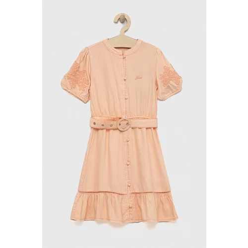 Guess Dječja haljina boja: narančasta, mini, širi se prema dolje