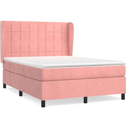 vidaXL Box spring postelja z vzmetnico roza 140x190 cm žamet Cene