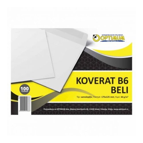 Koverat b6 beli 1/100 samolepiv *sr ( 9100 ) Slike