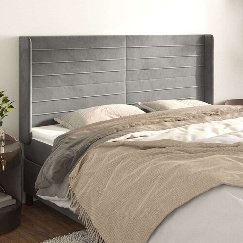  Uzglavlje s ušima svjetlosivo 203x16x118/128 cm baršunasto Cijene