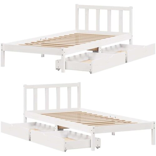 vidaXL Okvir kreveta bez madraca bijeli 90 x 200 cm masivna borovina Cijene