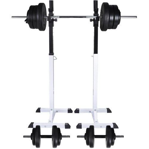 vidaXL Stojalo za uteži s kompletom uteži in palic 60,5 kg Cene