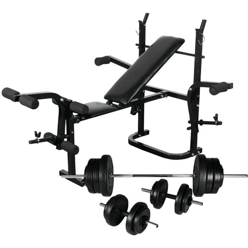 VidaXL vadbena klop s kompletom uteži in stojalom 60,5 kg, (20668302) Slike
