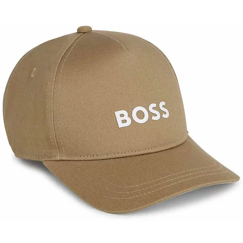 Boss Otroška bombažna bejzbolska kapa bež barva