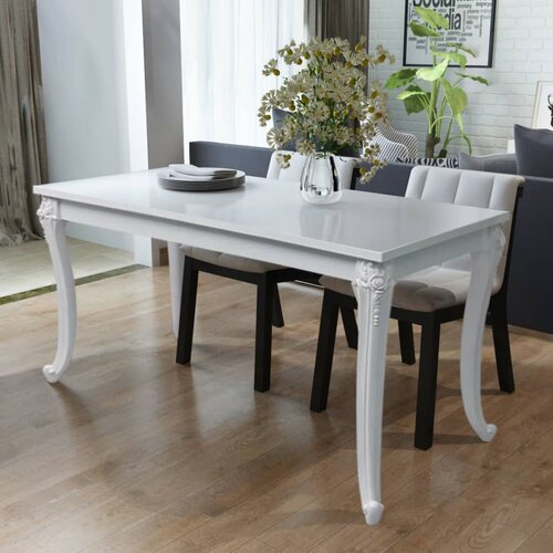 vidaXL Jedilna miza 116x66x76 cm visok sijaj bele barve Cene
