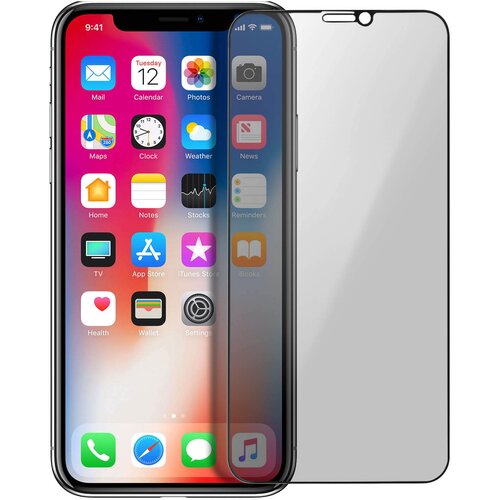 AVIZAR Film za zaslon iz kaljenega stekla 9H Anti-spy, popolna oprijemljivost - prozoren crn obris str. Apple iPhone X in XS, (20606948) Cene