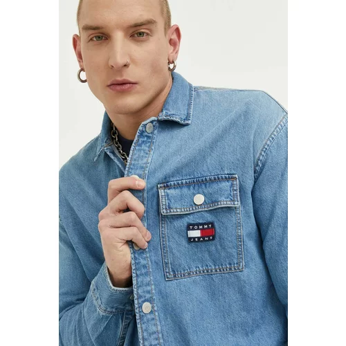 Tommy Jeans Jeans srajca moška, mornarsko modra barva