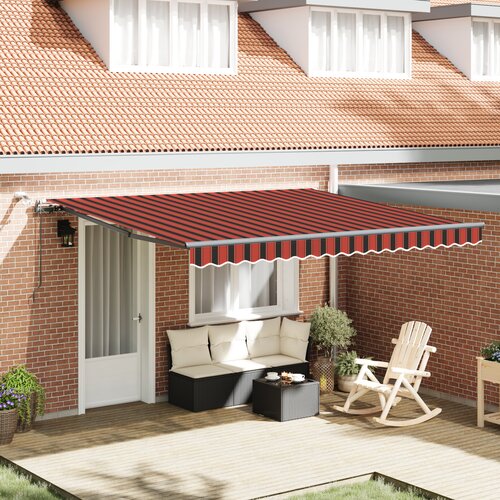 VidaXL Samodejna retraktibilna tenda z LED oranžna in rjava 400x300 cm Slike