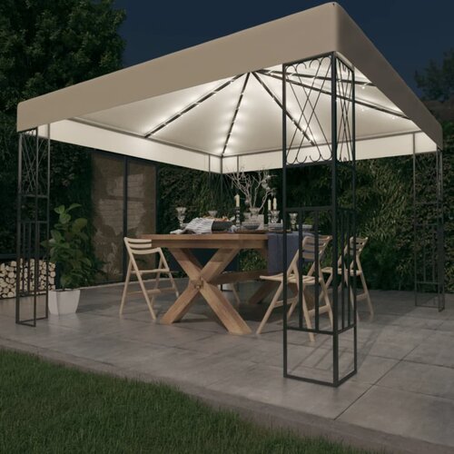 vidaXL Paviljon z LED lučkami 3x3 m krem blago Cene