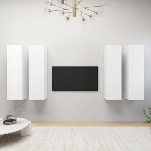 TV omarice 4 kosi bele 30,5x30x110 cm iverna plošča, (20913573)