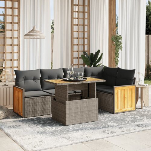 vidaXL 6-dijelni set vrtnih sofa s jastucima bež od poliratana Cijene