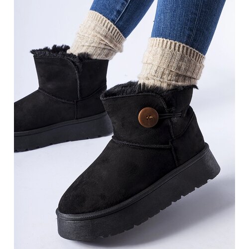 Gemre Black insulated snow boots with a button Ronco Cene