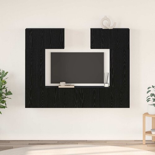  Set TV komoda 6 kom. Crni hrast Konstruirano drvo Crna 80 x 30 x 30 cm Cijene