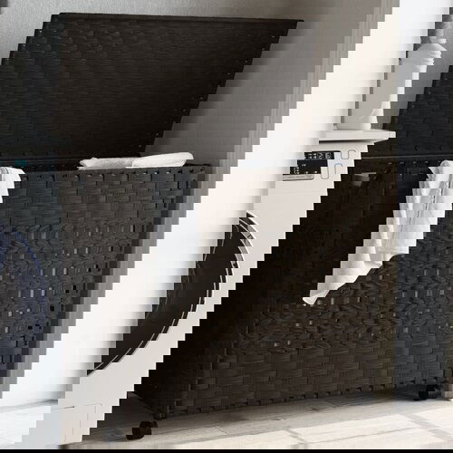 vidaXL Košara za rublje s kotačima tamnosmeđa 66x35x60 cm od ratana Cijene