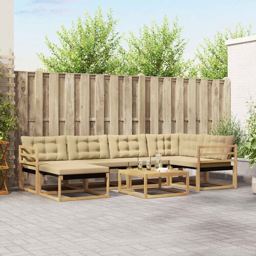  Set vanjskih sofa 7 kom. Bijela i bež Čvrsto drvo akacije Cene