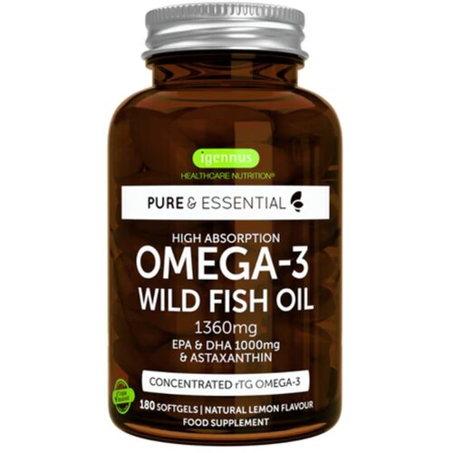 Pure Essential Omega-3 Wild Fish Oil & Astaxanthin - 180 mehk. kaps. Cene