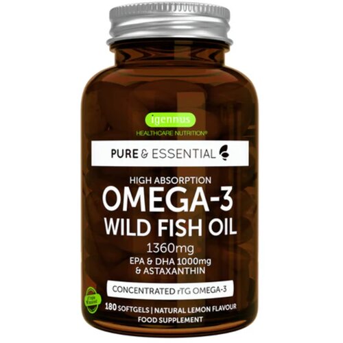 Pure & Essential Omega-3 Wild Fish Oil & Astaxanthin - 180 Gel-kapsule Cene