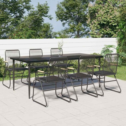  7-dijelni vrtni blagovaonski set od PVC ratana crni Crna Dužina stola 200 cm Cene