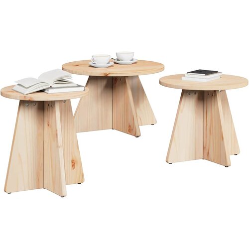  Kava Stol 3 pcs Prirodna Slike