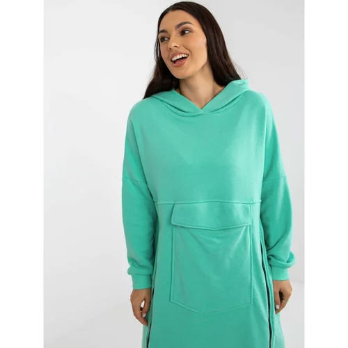 Fashion Hunters Mint long oversize sweatshirt with zippers and a pocket