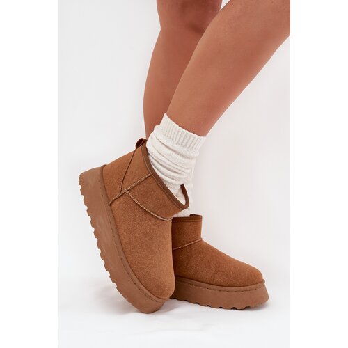 Boto Women's Snow Boots On Platform Insulated With Fur Camel Vesirae Cene
