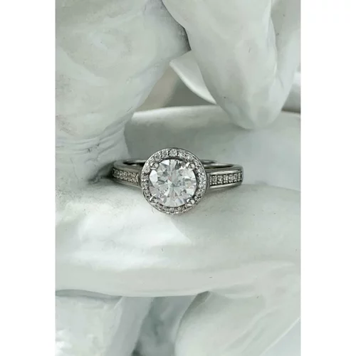 Fenzy srebrn prstan z okrasnimi diamanti, Art521, srebrne barve