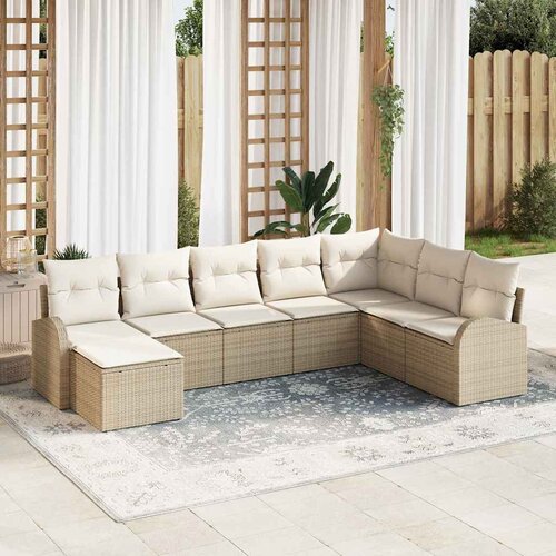  Sjedeća garnitura za vrt s jastukom 8 pcs Bež Poli Ratan Cene
