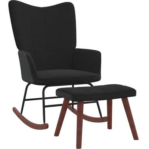  Gugalni stol s stolčkom črn žamet in PVC