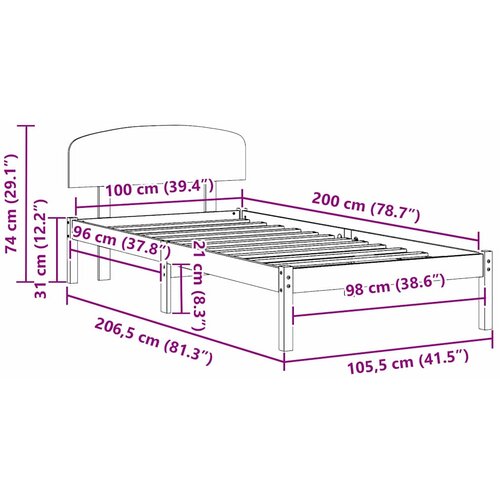 Krevetna konstrukcija s uzglavljem Vosak smeđa 100 x 200 cm Slike