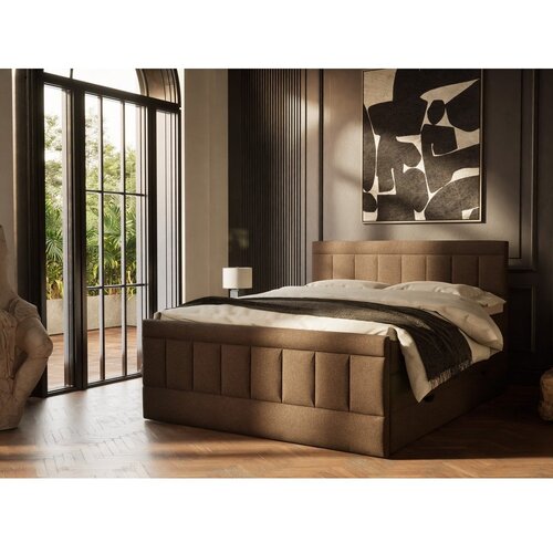 Maison de R&amp;ecirc;ve Smeđi boxspring krevet s prostorom za odlaganje 180x200 cm Caya &amp;ndash; Slike