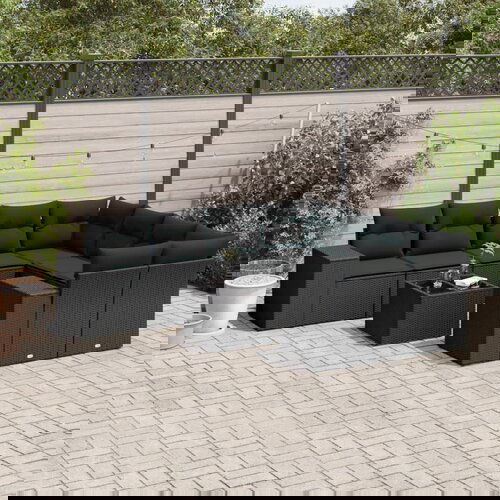 vidaXL 9-dijelni set vrtnih sofa s jastucima crni od poliratana Cijene