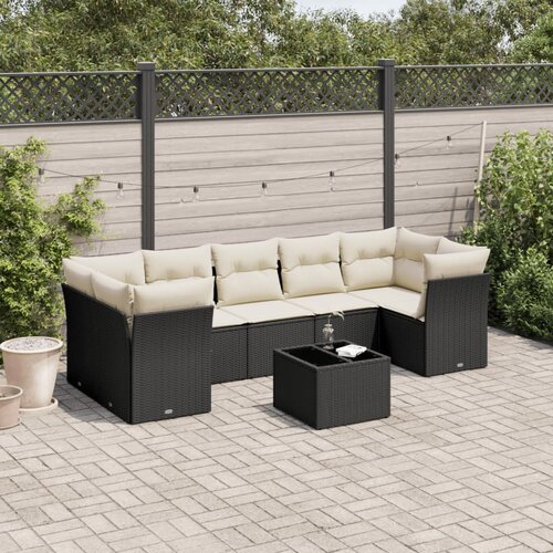 VidaXL 8-dijelni set vrtnih sofa od poliratana s jastucima crni Slike