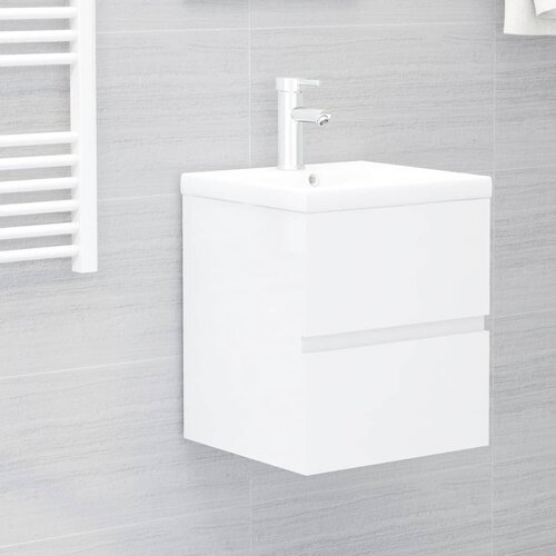 VidaXL Omarica za umivalnik visok sijaj bela 41x38,5x45 cm iverna pl. Slike
