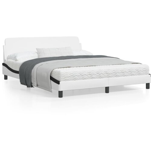 VidaXL Okvir kreveta s uzglavljem bijelo-crni 160x200 cm umjetna koža Slike