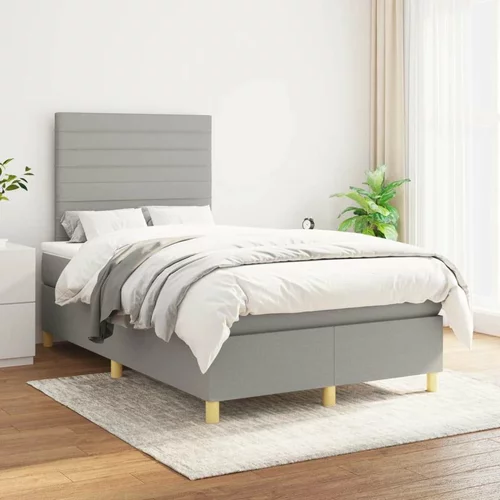  Box spring postelja z vzmetnico svetlo siva 120x200 cm blago, (20930345)