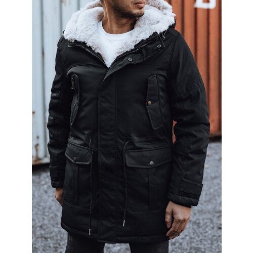 DStreet Men's winter parka with hood black Cene