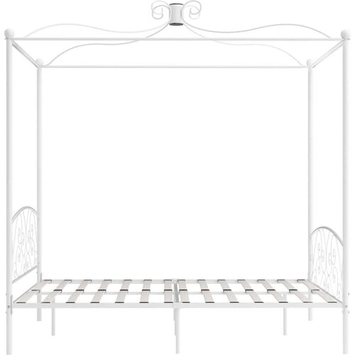 VidaXL okvir za krevet s nadstre&amp;scaron;nicom bijeli metalni 160 x 200 cm Slike