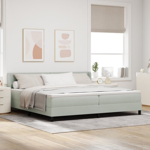 vidaXL Box Spring Postelja z Mattresom Svetlo Siva 200x200 cm Žamet Cene