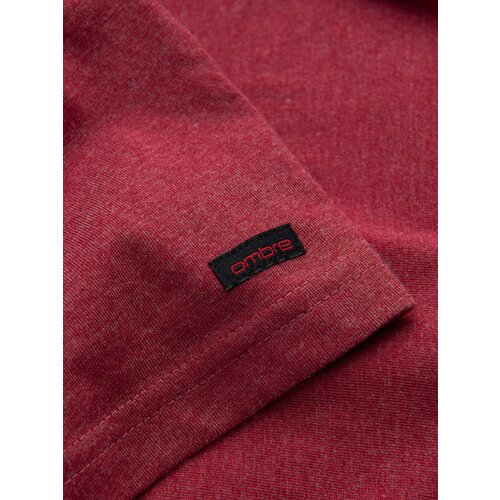 Ombre Men's T-shirt with round henley neckline - red Cene