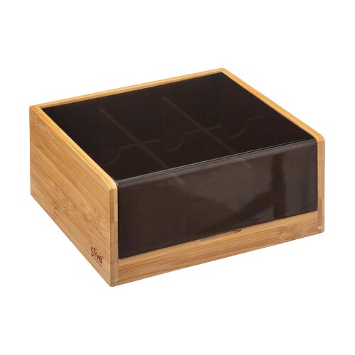 5five Organizator za čaj od bambusa 21,8x21x10cm crni Slike