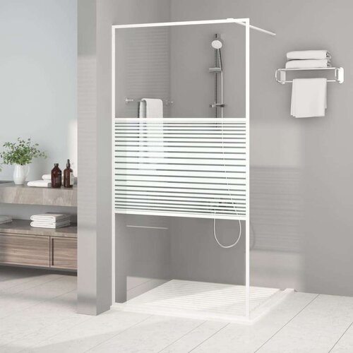 Pregrada za tuš bijela 100 x 195 cm s prozirnim staklom ESG Cijene