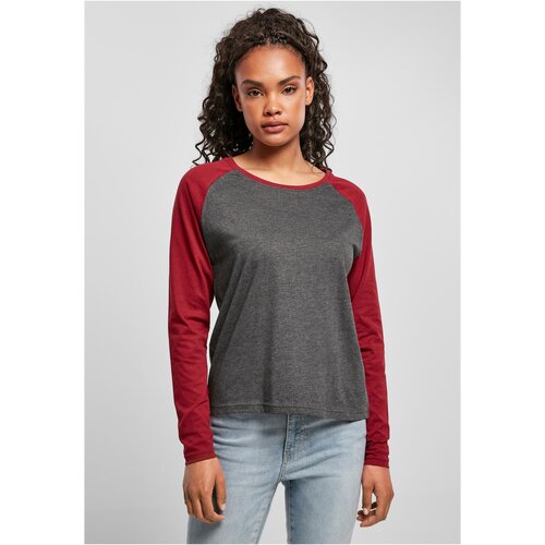 UC Ladies Women&amp;#039;s contrasting long-sleeved raglan charcoal/burgundy Slike